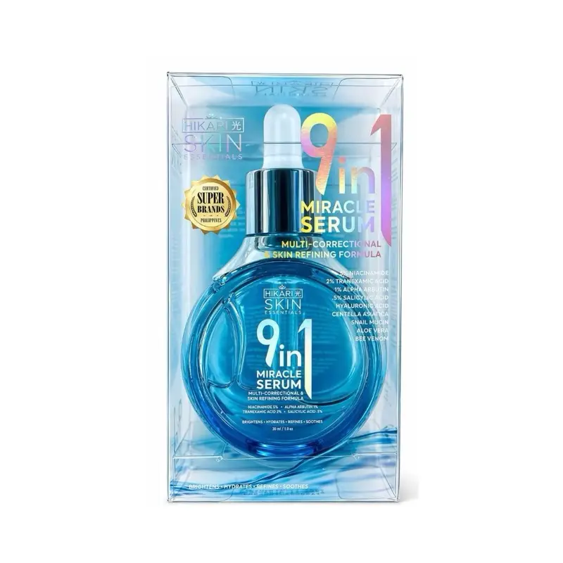 Hikari Skin Essentials 9-in-1 Serum 30ml – Multi-Correctional Skin Refining Formula with Niacinamide 5%, Tranexamic Acid 2%, Alpha Arbutin & Hyaluronic Acid | Hydrating, Smoothing & Radiant Skin Care Serum
