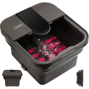 Collapsible Foot Spa,Foot Bath with Heat and Massage and Bubble Jets,Foot Soak Tub with Six Non Motorized Rollers,Acupressure Massage Points,Red Light and Removable Pumice Stone