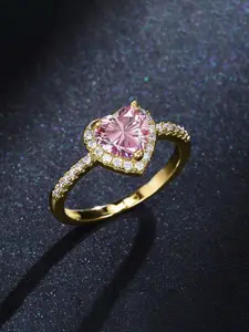 Women's Heart-Shaped Zircon Ring, Luxurious Simulated Moissanite Engagement Wedding Ring, Daily & Wedding Gift for Girlfriend Mother, Artificial Zircon Rings