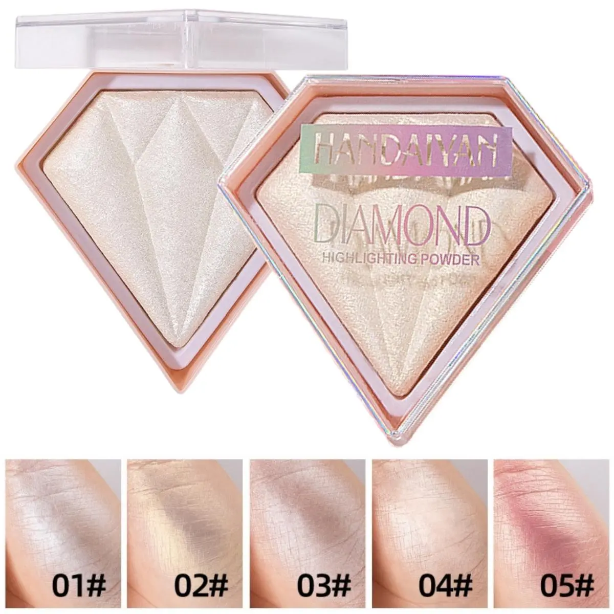 Diamond Highlighter Makeup Palette - Face White Shimmer Contour Powder Waterproof Long Lasting Illuminator Highlighters Blush Powder Palette for Flawless Finish