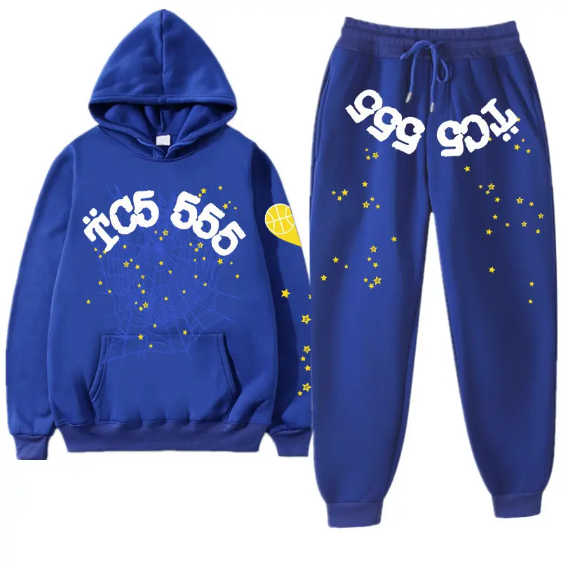 Spider Web Tracksuit Set, Y2K Graphic Hoodie & Sweatpants, Unisex Streetwear 2-Piece Outfit, Pullover Jogger Set, Casual Loungewear Gift