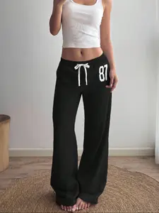 Women's Casual Loose-fit Pants with Side Pockets Elastic Waist Drawstring Long Trousers, Casual Street Trousers, Fall & Winter Comfortable Home Wear