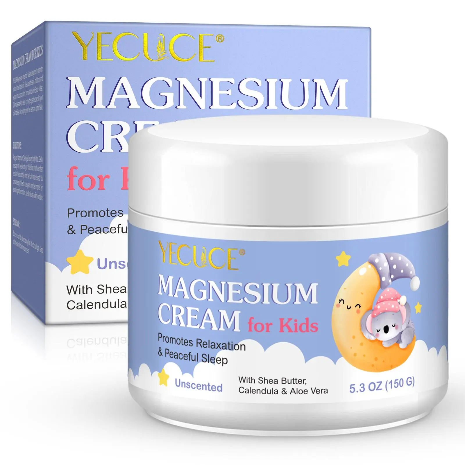 YECUCE Children's Magnesium Oil Cream 150g, light and Non Greasy Formula texture, suitable for children's high-quality skin care cream, magnesium oil cream before bedtime
