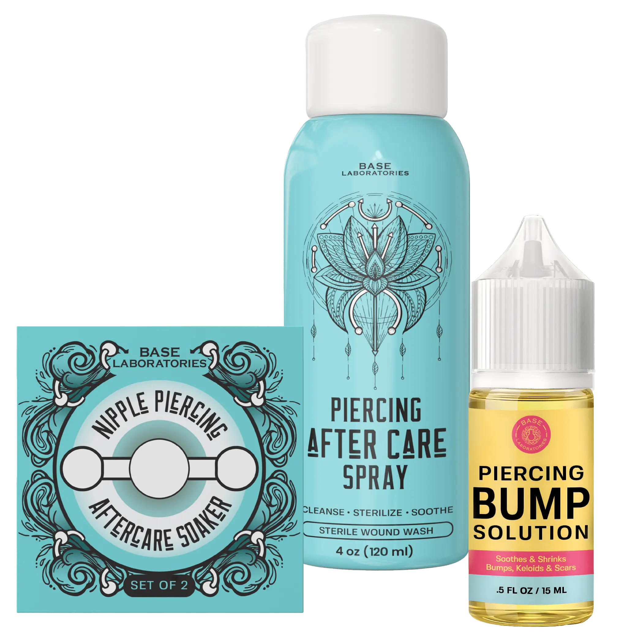 Nipple Piercing Recovery Kit - Soaker, Spray & Oil