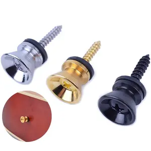 Guitar Strap Locks End Pins, Tail Nail Lock Button Pegs Screw Flat Head for Acoustic Classical Electric Guitar Bass Ukulele