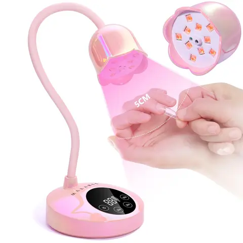 Makartt Compact Cordless 10W Rechargeable Gooseneck UV LED Nail Lamp - Nail Care Drying Tool with 4 Timers, Auto Sensor, Fast Gel Polish Curing for Salon Home Use, Flower-Themed Gift for Girlfriend Mother