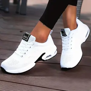 Comfortable Air Cushion Road Running Shoes - Lace Up, Shock Absorbing, Breathable, Flying Woven Sneakers for Women - Ideal for Outdoor Sports and Fitness