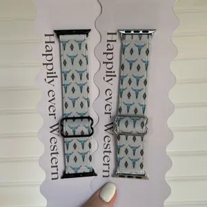 Turquoise Bull Skull Adjustable Elastic Watch Band