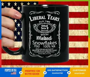 Liberal Tears Old Time Quality Melted Snowflakes Black Coffee Mug Republican 11OZ PERFECT GIFT