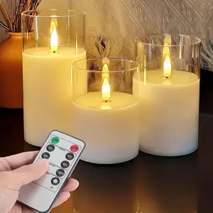 LED Candle Light with Remote Control, Batteries Required Electronic Candle Light, Decorative Candle Light for Home Party Wedding Decor, Home Decor Supplies, Dimmable Night Light, Decorative Lights, Led Candle Lamp