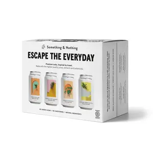 Something & Nothing  Variety Pack Flavoured Sparkling Water 12 Fl Oz Cans Pineapple Pink Grapefruit Ginger Key Lime Orange Mandarin Sicilian Lemon Iced Tea Vegan Low Calorie Soda