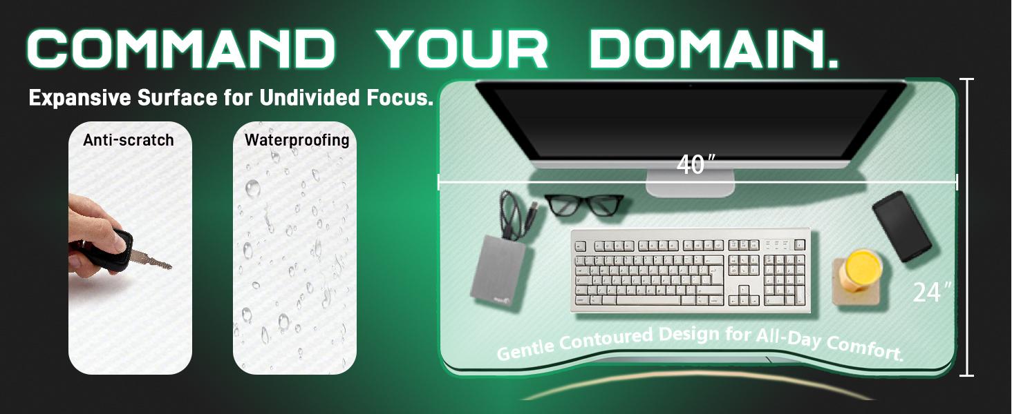 40-Inch Ergonomic Gaming Desk, Carbon Fiber Top, Large Office Computer Desk, Gaming Desk, Home Office Desk, K-Shaped PC Gaming Workstation, Black