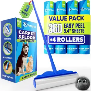 PetLovers Extra Sticky Floor Lint Roller for Pet Hair - 360 Total Sheets (4 Pack)