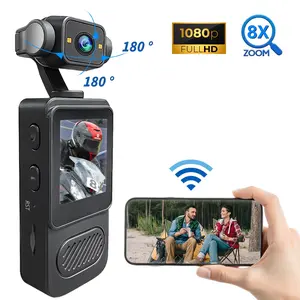 Pocket Travel Sports Action Camera ,Camera,Mini Body Camera with Audio & Video Recording Rechargeable, Pocket Action POV Camcorder 360° Rotation 1080P FHD