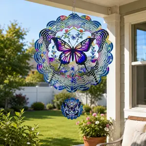 12-in Wind Spinner, Windmill-Shaped Chimes with Matte Finish & Unique Form, Symbolic Animal Motifs & Ribbon Effect, Garden Decor That Enhances Garden Beauty