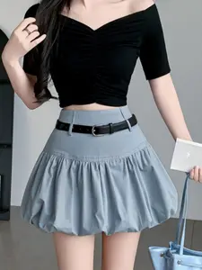 Summer New Korean Style High Waist Bubble Bud A-Line Skirt