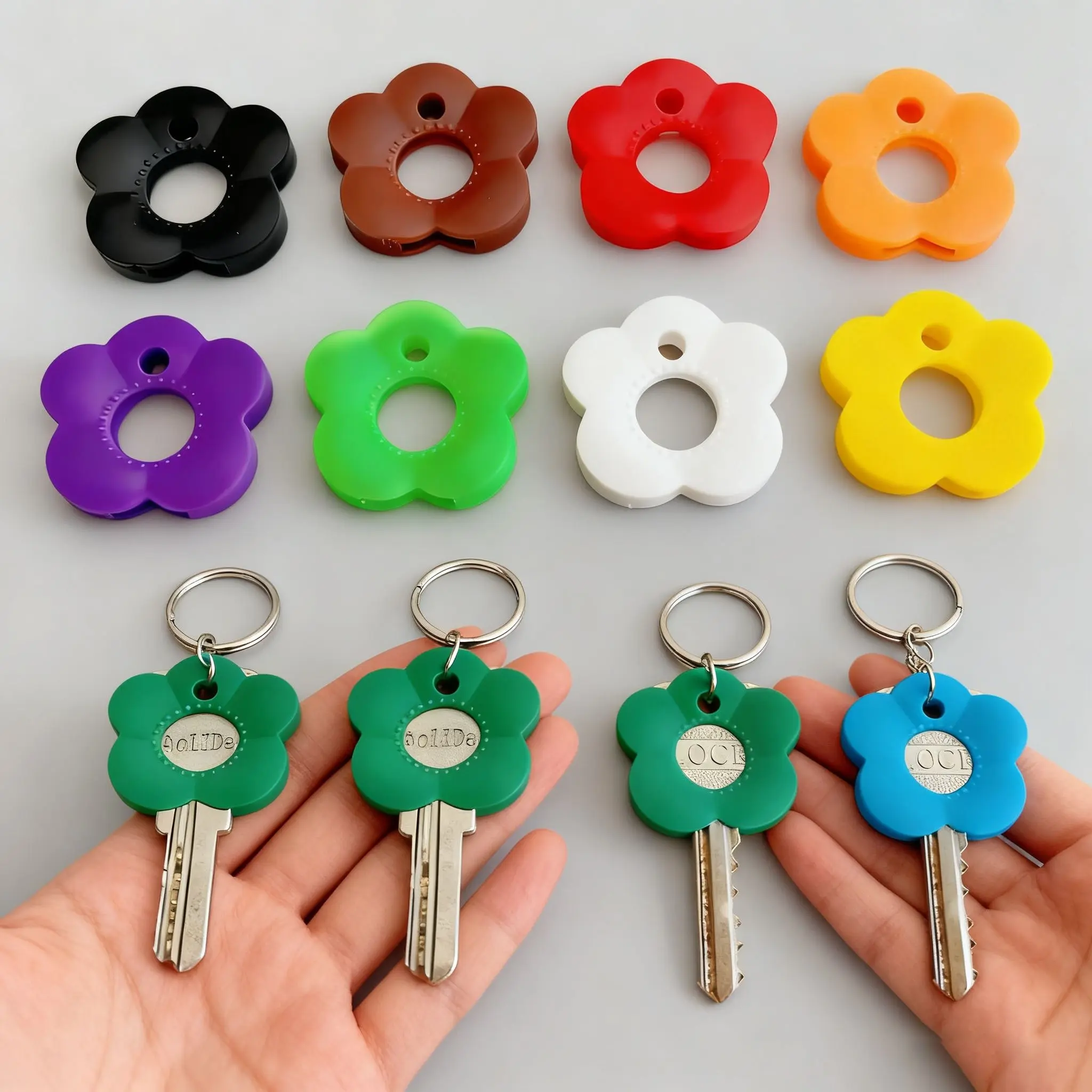 5-Piece Colorful Flower Keycap Set, Durable Keycap Protector, Key Covers, Easy Installation, Suitable for Home Office Keyboard, Keychain Holder, Keychain Attachment