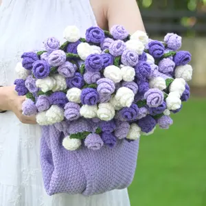 Handmade Knitted Blanket, Soft Wool Thread, Full Flower Shape, Plush Warm, Decorative Bouquet, Home Sofa Bed, Floral Throw Blanket, Romantic Gift