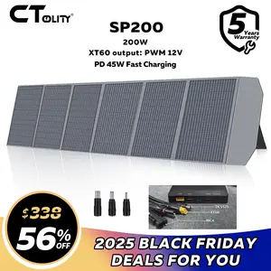 Black Friday Deal CTOLITY SP200 200W Foldable Solar Charger Panel 20.5V USB Output for Smartphone Outdoor Camping RV Power Station with MC4 Connectors & 45W Fast Charging
