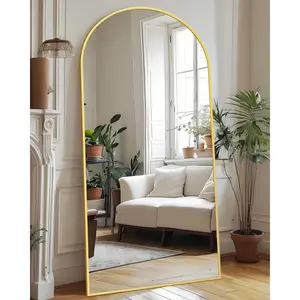 Arched Full Length Mirror, 76"x34"  Metal Frame Floor Mirror for Bedroom Living Room, Freestanding/Wall Mount/Leaning