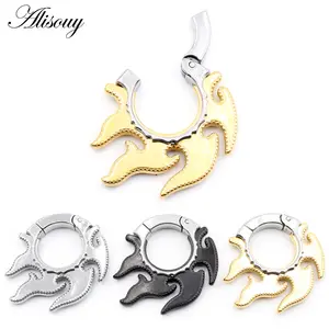 Alisouy 1PC Stainless Steel Windy Flame Wheels Ear Weights Heavy Expander Stretcher Plugs Gauges Earrings Body Piercing Jewelry