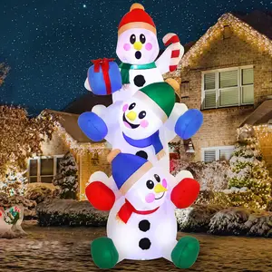 6 FT Christmas Inflatable Decoration Stacked Snowman with Build-in LEDs Blow Up Inflatables for Xmas Party Home Indoor Outdoor Christmas Décor Yard Garden Lawn Winter Holiday Supplies Décor