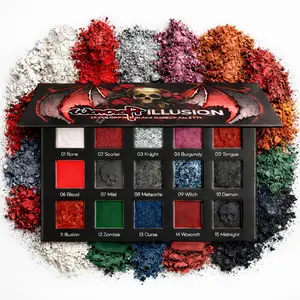 15 Color Eyeshadow Palette, High Pigment Matte & Glitter, Long-Lasting Blendable, Gothic Dark Makeup, Professional Party Halloween Eye Shadow Set, Eye Makeup Product