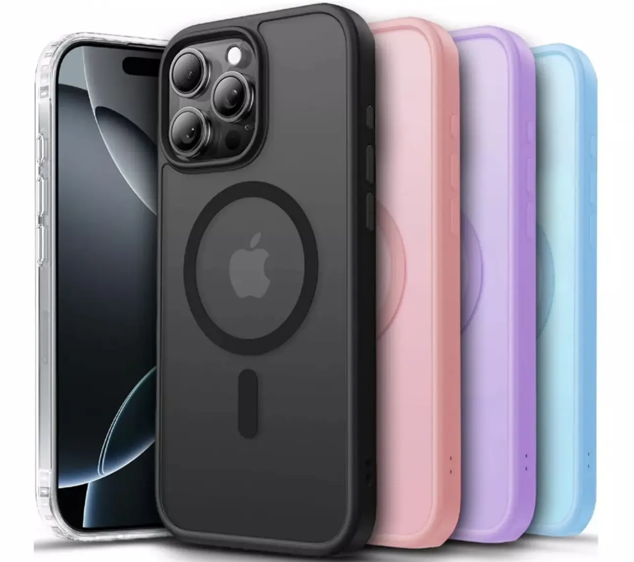 Shockproof Phone Case for iPhone 17 Air 17e 16 16e 15 14 13 Plus Pro Max Compatible with MagSafe, Translucent Matte Back Slim Phone Cover