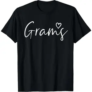 Grams Gifts for Women Grandma Heart Mother's Day Grams T-Shirt Pure Cotton Graphic Tees Menswear Top: Gifts for Men & Women