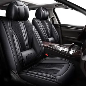 Car Seat Covers Full Set Fit for Hyundai Santa Fe 2007-2024 2025 Breathable and Waterproof Faux Leather Anti-Slip Automotive 5 Seat Covers with Airbag Compatible Truck Cushion Protector