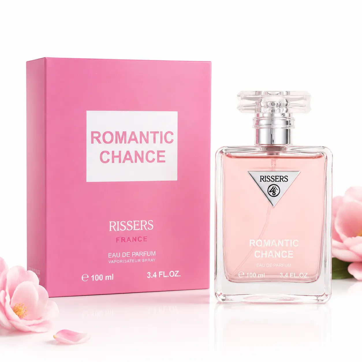 RISSERS Romantic Chance Eau De Parfum Natural Spray, Women's Perfume, 100ml, Long Lasting, Soft Floral Fruity Woody Fragrance, Elegant Summer Scent, Perfect For Daily Commute, Dating, Party, Wedding, Birthday, Anniversary, Holiday Gift For Her