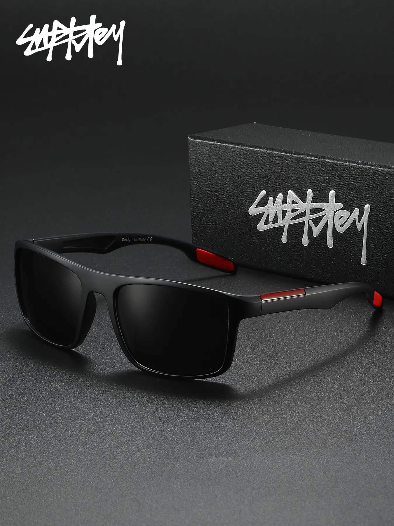 SUPKLEY Simple And Comfortable Business Style Men'S Sporty Polarized Square Framed Sunglasses For Daily Commuting, Uv Protection, Uv Blocking Sunglasses, Driving And Hiking To Reduce Glare, Casual Sunglasses