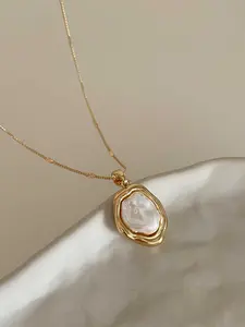 Elegant French Baroque Solid Faux Pearl Pendant Necklace, Vintage Style Women's Simple Daily Wear Party Jewelry, Versatile Fashion Accessory