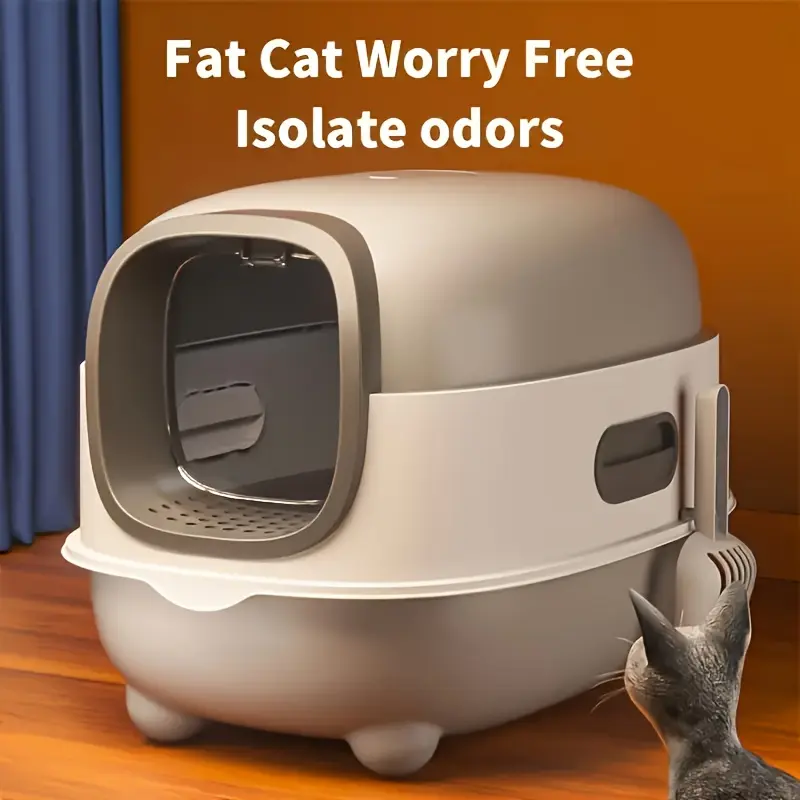 [Odor-Control Cat Litter Box] Odor-Control Extra-Large Cat Litter Box with Durable Scoop |   Easy Maintenance, Rectangular Design, Perfect for Indoor Cats