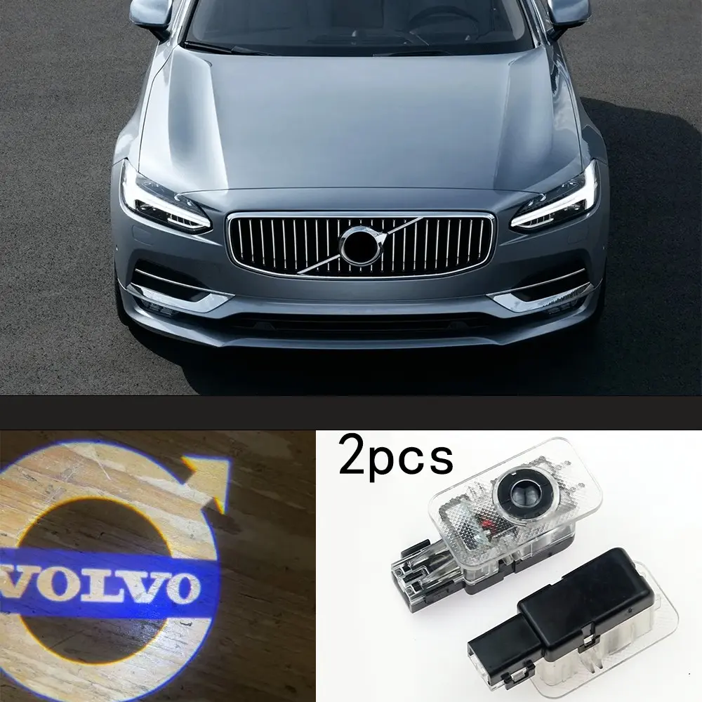 2 Pcs LED Interior Decoration Sticker Light Car Ambient Lighting, Car Decorative Light, Welcome Light Projector, LED Logo, Fit Volvo V40/V60/XC40/XC60/XC90/S60/S90 LED Projection Direct Install Plug & Play Waterproof Dustproof 12V Energy Saving