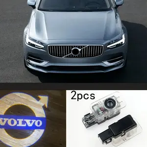 2 Pcs LED Interior Decoration Sticker Light Car Ambient Lighting, Car Decorative Light, Welcome Light Projector, LED Logo, Fit Volvo V40/V60/XC40/XC60/XC90/S60/S90 LED Projection Direct Install Plug & Play Waterproof Dustproof 12V Energy Saving