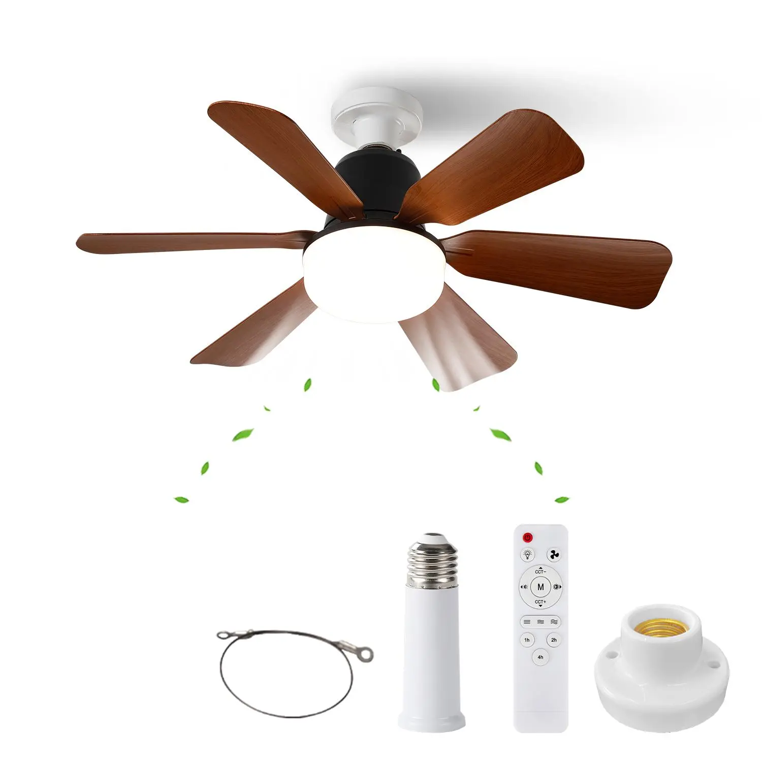 Remote Control Socket Fan Light, 2 in 1 Adjustable Wind Speed and Lighting Ceiling Fanlights, Dimmable Ceiling Lights, Easy Ceiling Mounted for Living Room Bedroom Kitchen