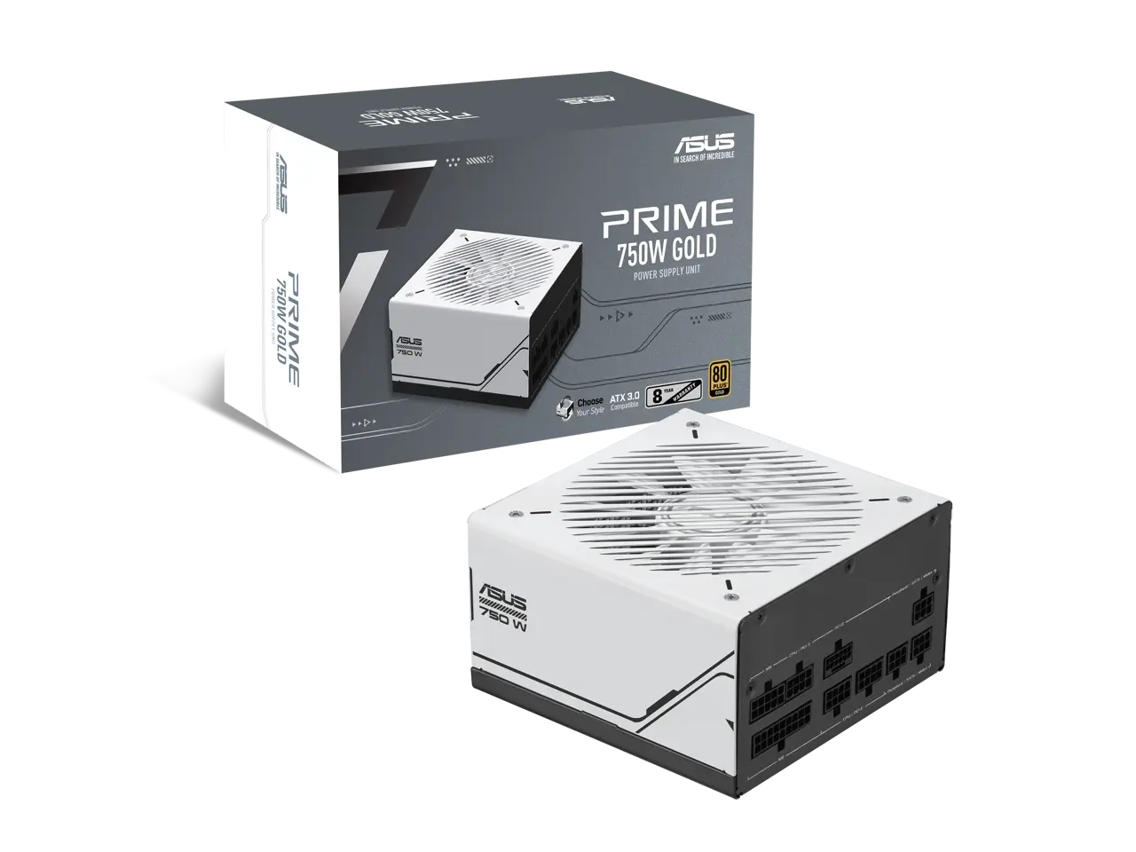 ASUS Prime 750W Gold (750 Watt, ATX 3.0 Compatible, Fully Modular Power Supply, 80+ Gold Certified, Dual Ball Bearings, Two Color Options in One, 8-Year Warranty)
