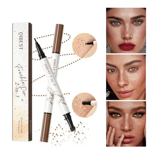 2-in-1 Waterproof Freckle Pen Faux Freckles Stamp & Fine Tip Eyeliner for Natural Long Lasting Freckles Makeup Daily Wear Cosplay