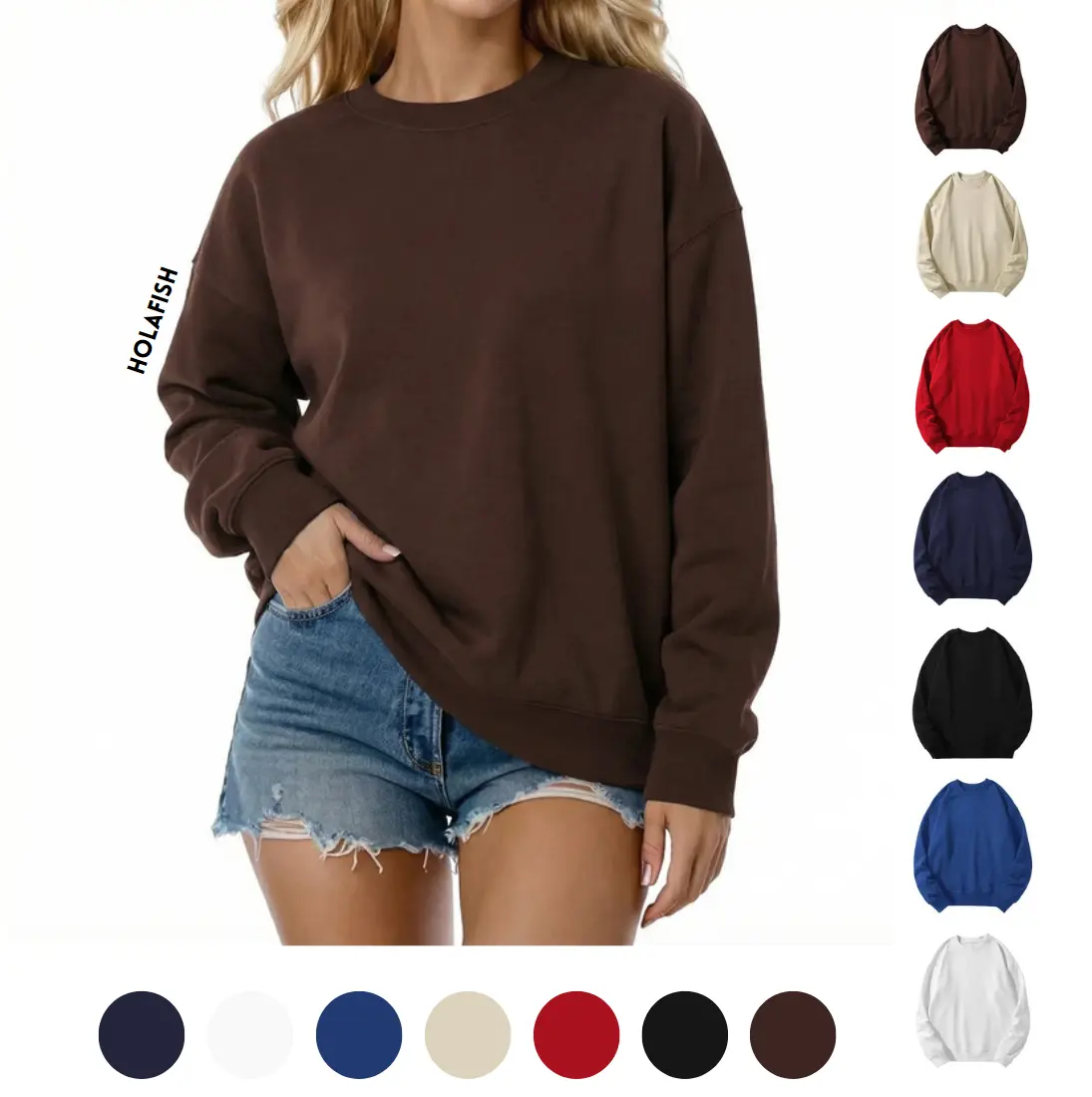 Holafish 2026 Womens Sweatshirts Hoodies Fleece Crewneck Sweaters Casual Tops Comfy Fall Fashion Outfits Winter Clothes Sohochic