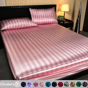 Premium 2/3PCS Satin Fitted Sheet Set with Pillowcases, Silky Soft Breathable Cooling Bedding, Waterproof and Stain Resistant Mattress Protector, Deep Pocket Design