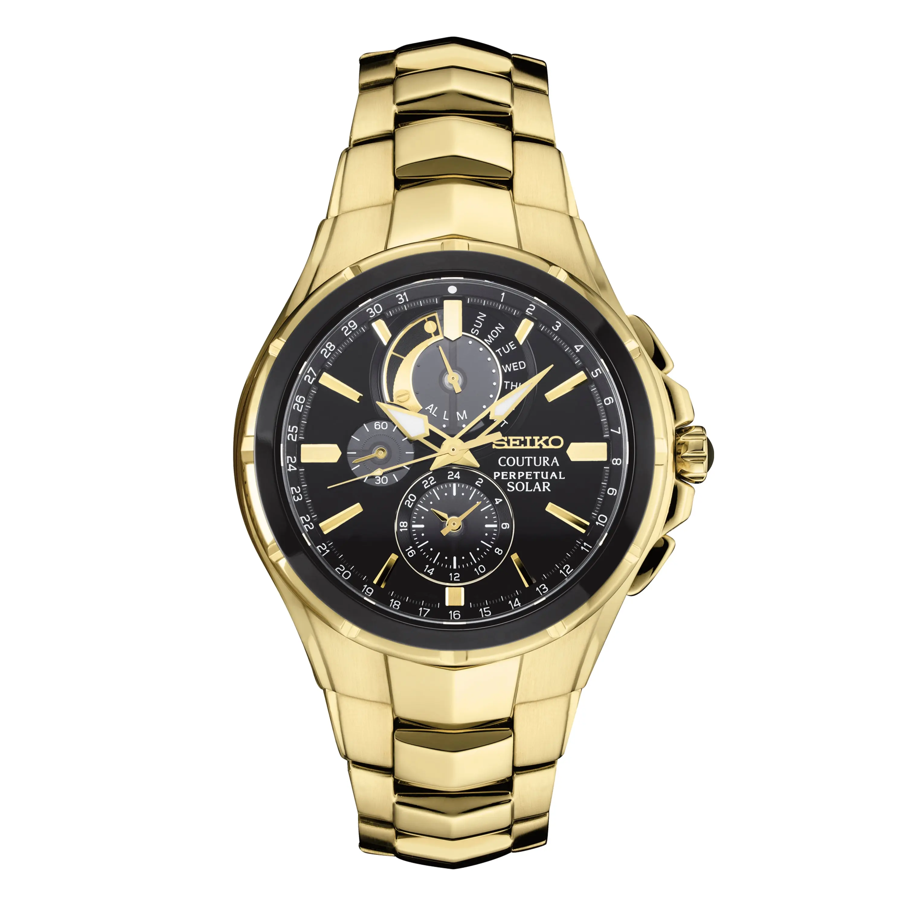 Seiko Men's Solar Chronograph Coutura Gold-Tone Stainless Steel Bracelet Watch 44mm