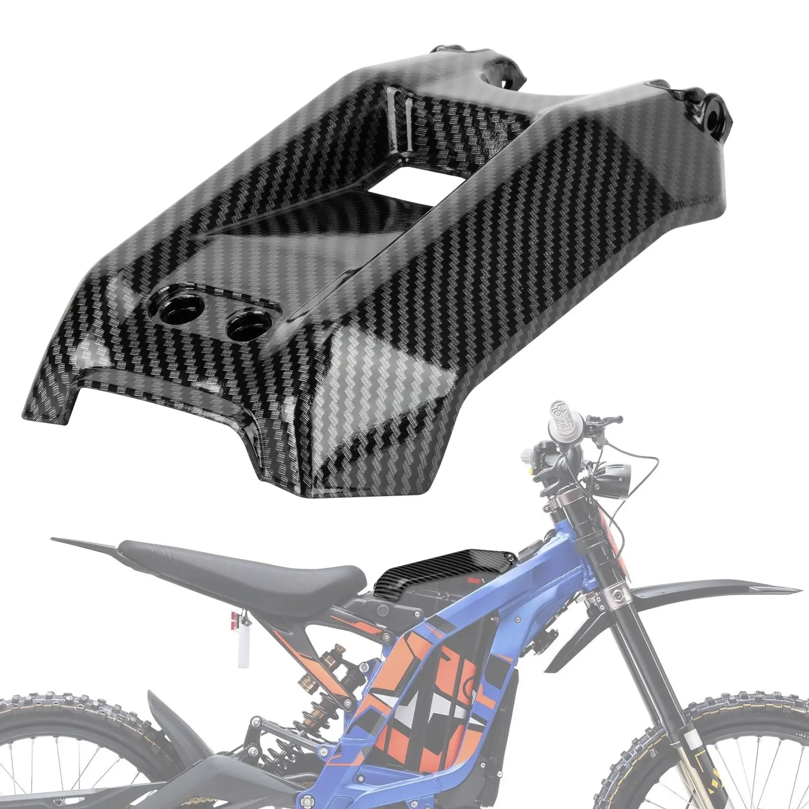 Imitation Carbon Fiber Pattern Water Transfer Battery Cover Guard for Off-Road Motorcycles, Gravel Protection, Mudproof, Easy-Install Accessory for Surron Light Bee X S, Segway X160 X260 Dirtbikes