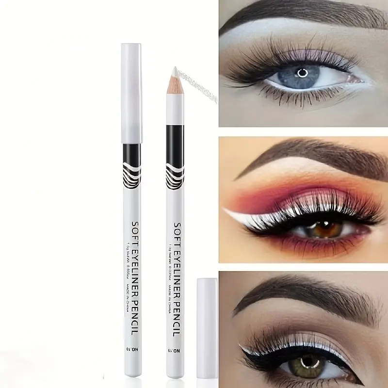 3-piece soft gel highlighter white eyeliner pencil, multi-use, waterproof and smudge-proof eyeliner, highly pigmented long-lasting eyeliner, eye makeup brightening tool, eye pencils - perfect gift for women for Mother's Day and Valentine's Day
