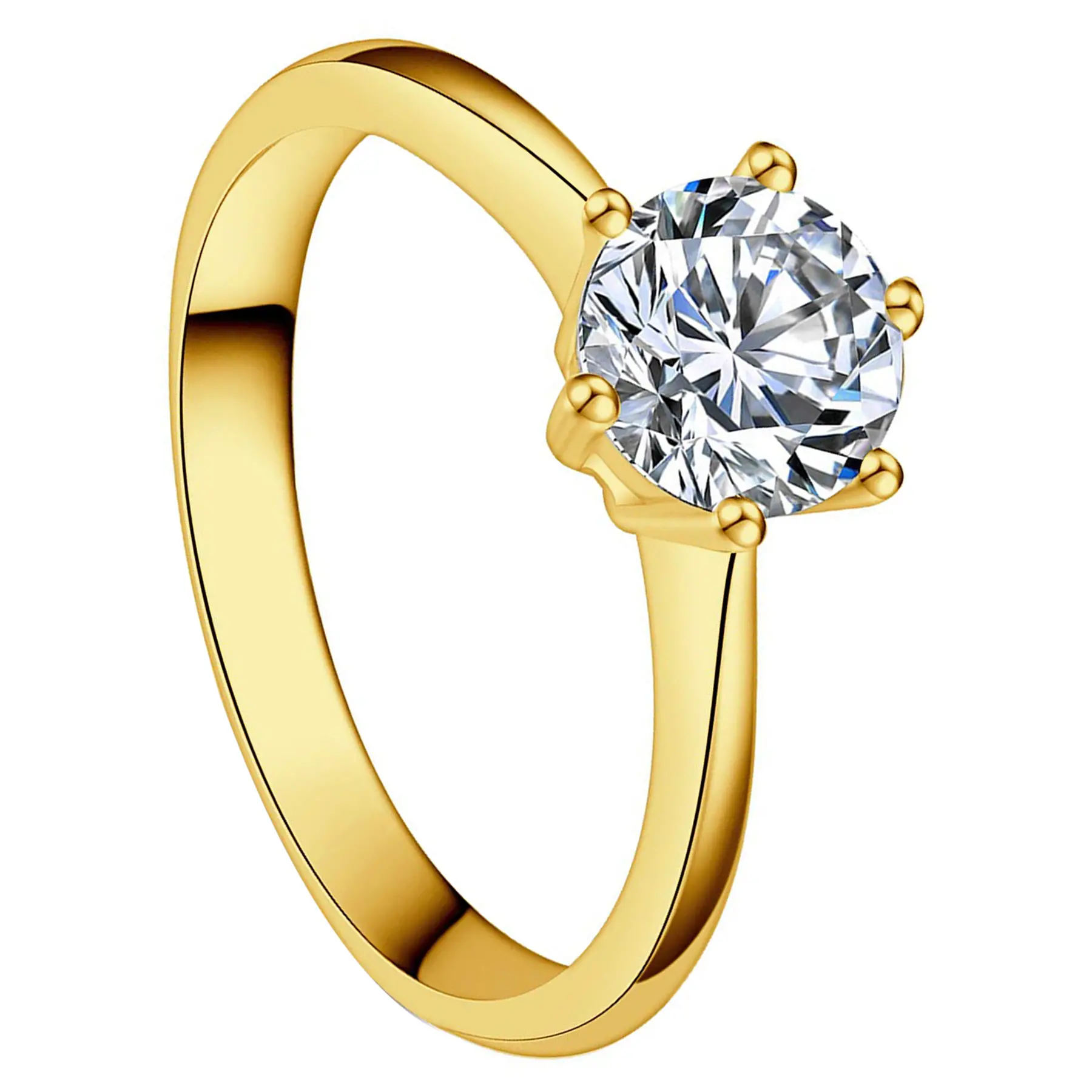 OIDEA 1 Carat Round Cut CZ Rhinestone Solitaire Ring - Stainless Steel Band Promise Ring for Engagement, Wedding & Stainless Steel Jewelry Fans, Engagement Wedding Rings, Round Cut Rings
