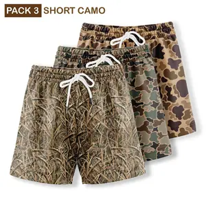 Pack 3 Duck Hunting Camo Shorts  - 5 Inch Inseam Camo Mesh Design for Men & Women Ideal Gym Wear & Gifts Breathable & Comfortable