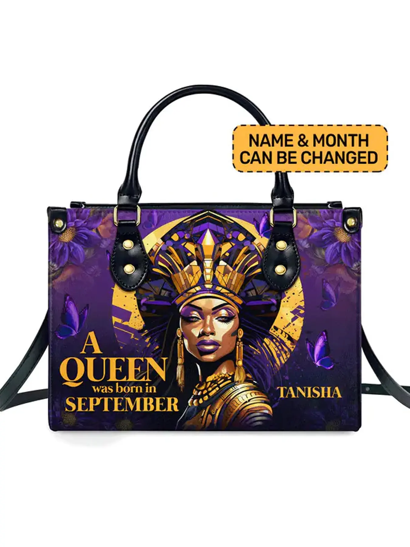 Personalized Leather Handbag Elegant Commuter Bag For African American - Christmas Gifts For Women For Black Women Custom Bag Stylish Handbag