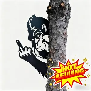 Funny Peeking Bigfoot Metal Garden Sign | Sasquatch Outdoor Yard Decor