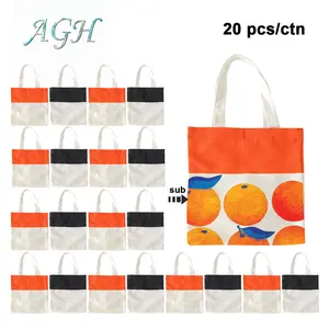 AGH US 20pcs/carton canvas candy bag mixed color 10.5*10.5inch Sublimation Christmas Halloween Tote canvas Bag orange and black