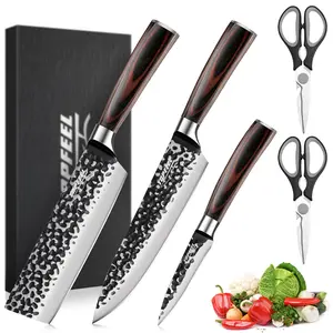 All-in-One 5-Piece Kitchen Knife & Scissors Set - Ergonomic One-Piece Design, Multi-Task Ready
